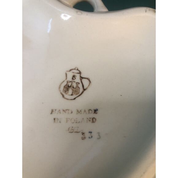 Polish Pottery Heart Shaped Bowl Ceramika Artystyczna Plaque Stars - Picture 5 of 6